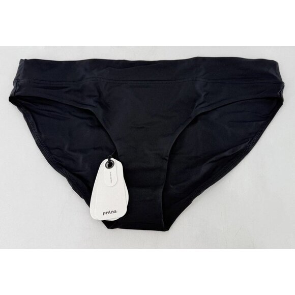 NWT prAna Summer Wave Black Bikini Swim Bottoms Sz M Minimalist Surfer - Picture 1 of 6